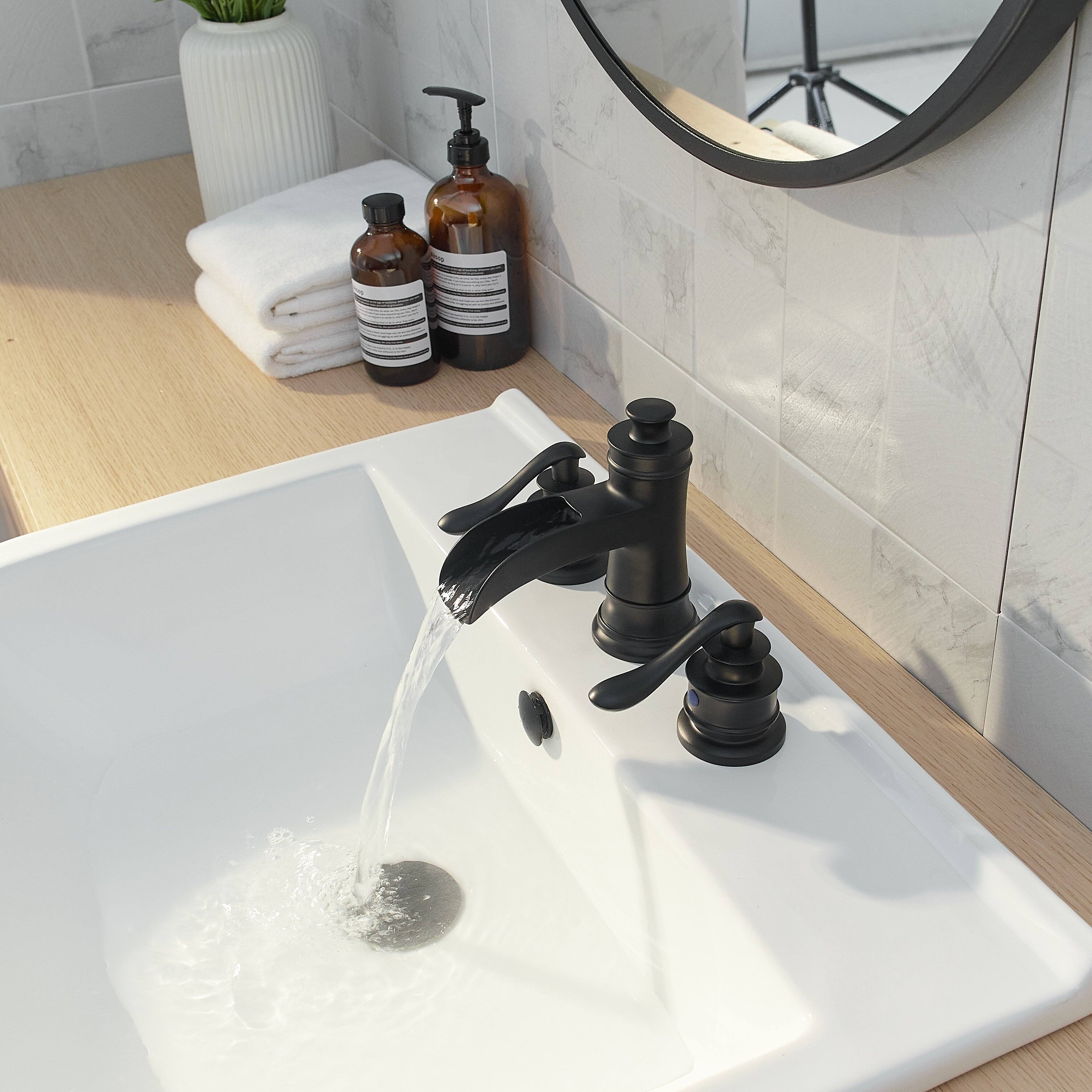 Alt View 7. Boyel Living - Waterfall 8 in. Widespread 2-Handle Bathroom Faucet with Pop-up Drain Assembly in Matte Black - Matte Black.