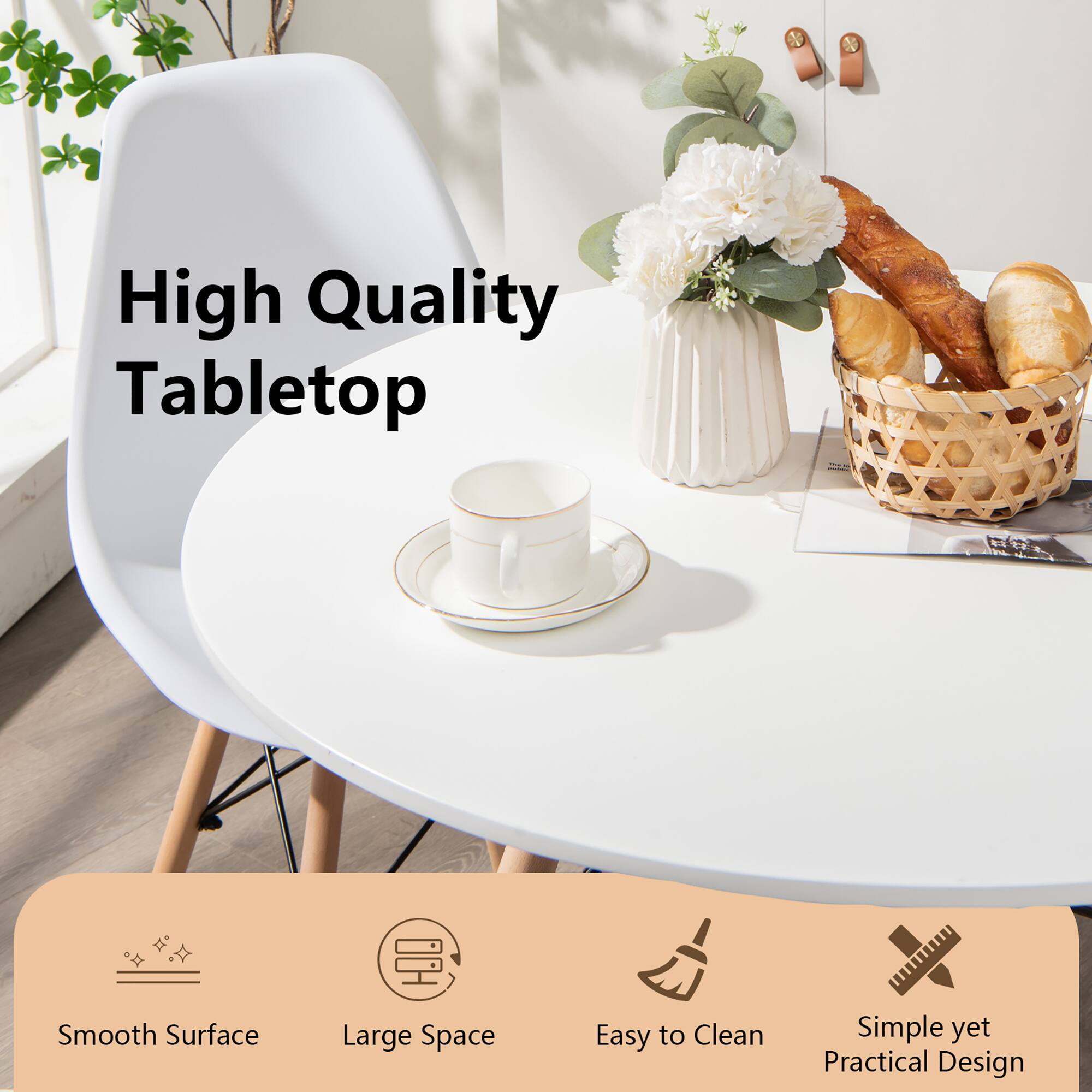 High Quality Tabletop Smooth Surface Large Space Easy to Clean Simple yet Practical Design