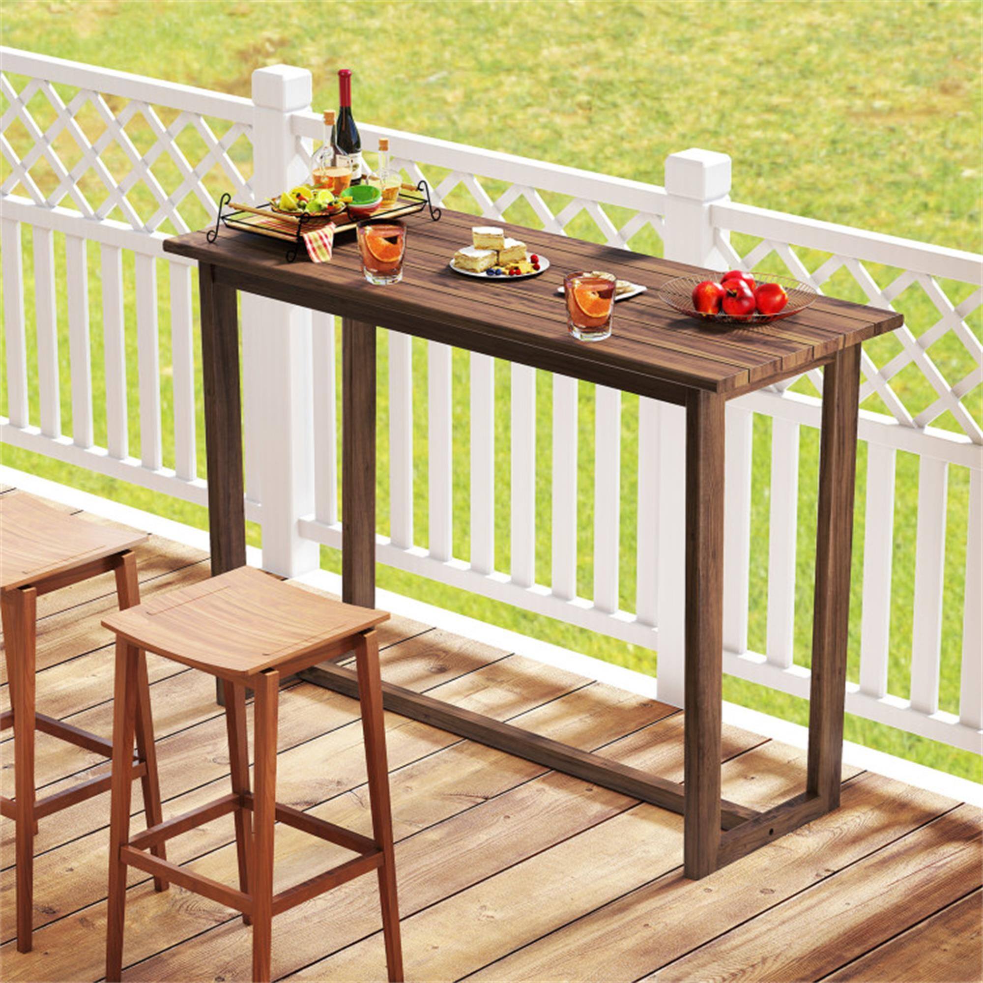 Alt View 2. Boyel Living - Black 59 Inch Bar Table for Outdoor Patio Use - Brown.