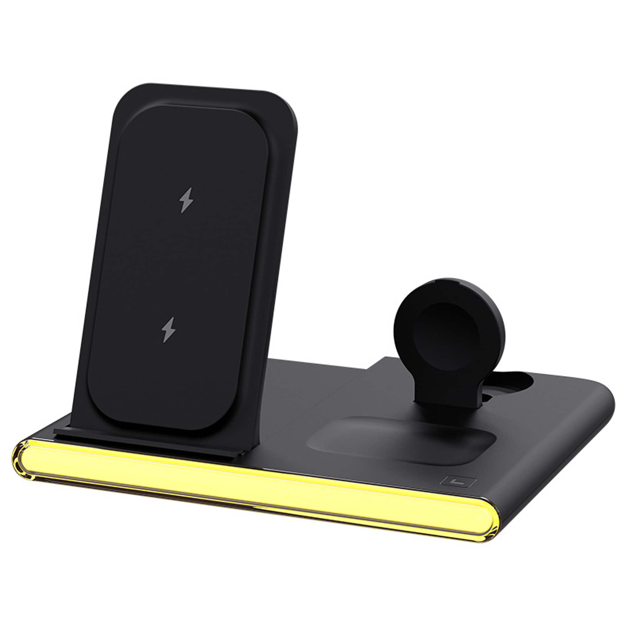 YONWAY - Foldable Charging Station with Light, 4 in 1 Wireless Fast Charger Stand Pad for iPhone, Apple Watch and Airpods