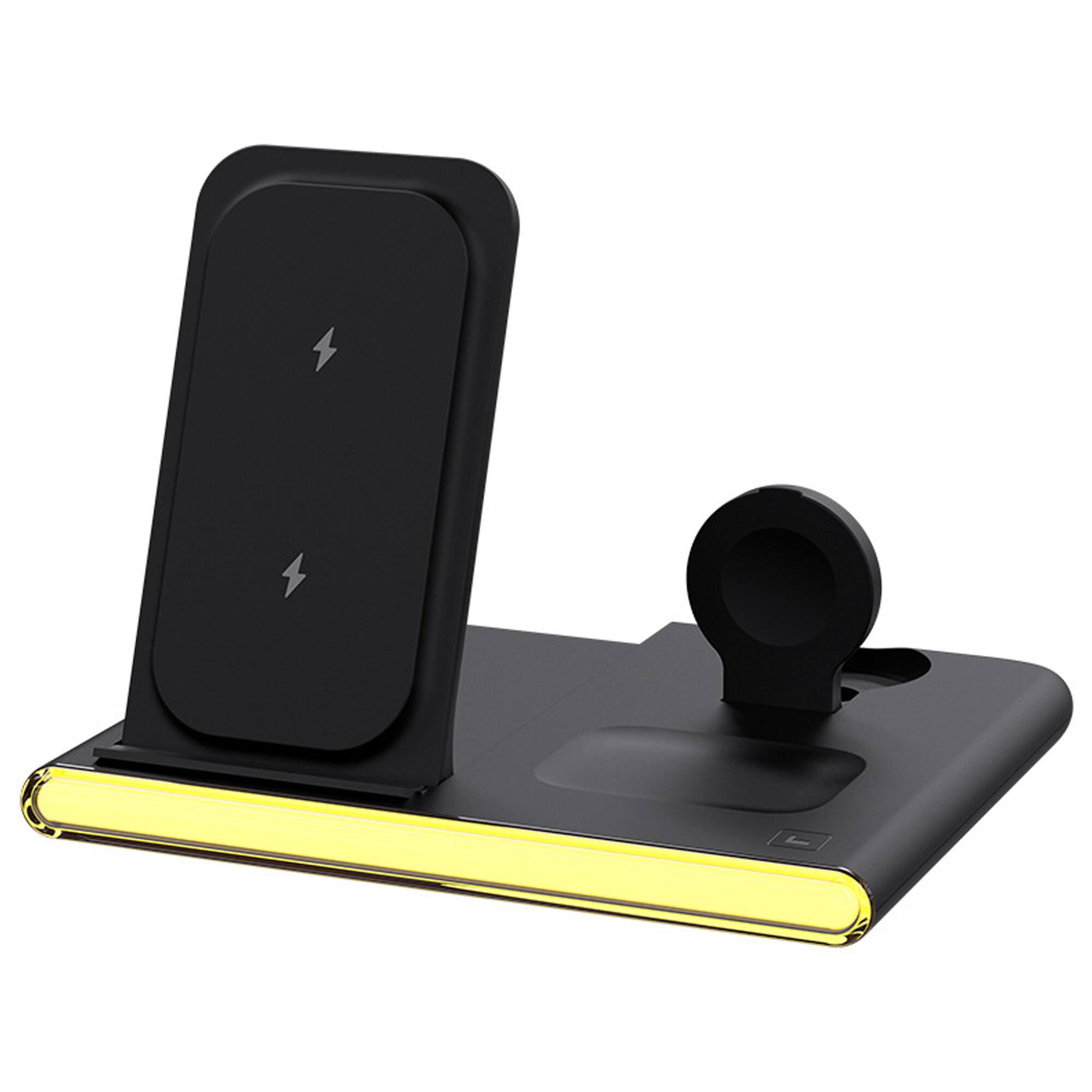Front. YONWAY - Foldable Charging Station with Light, 4 in 1 Wireless Fast Charger Stand Pad for iPhone, Apple Watch and Airpods.