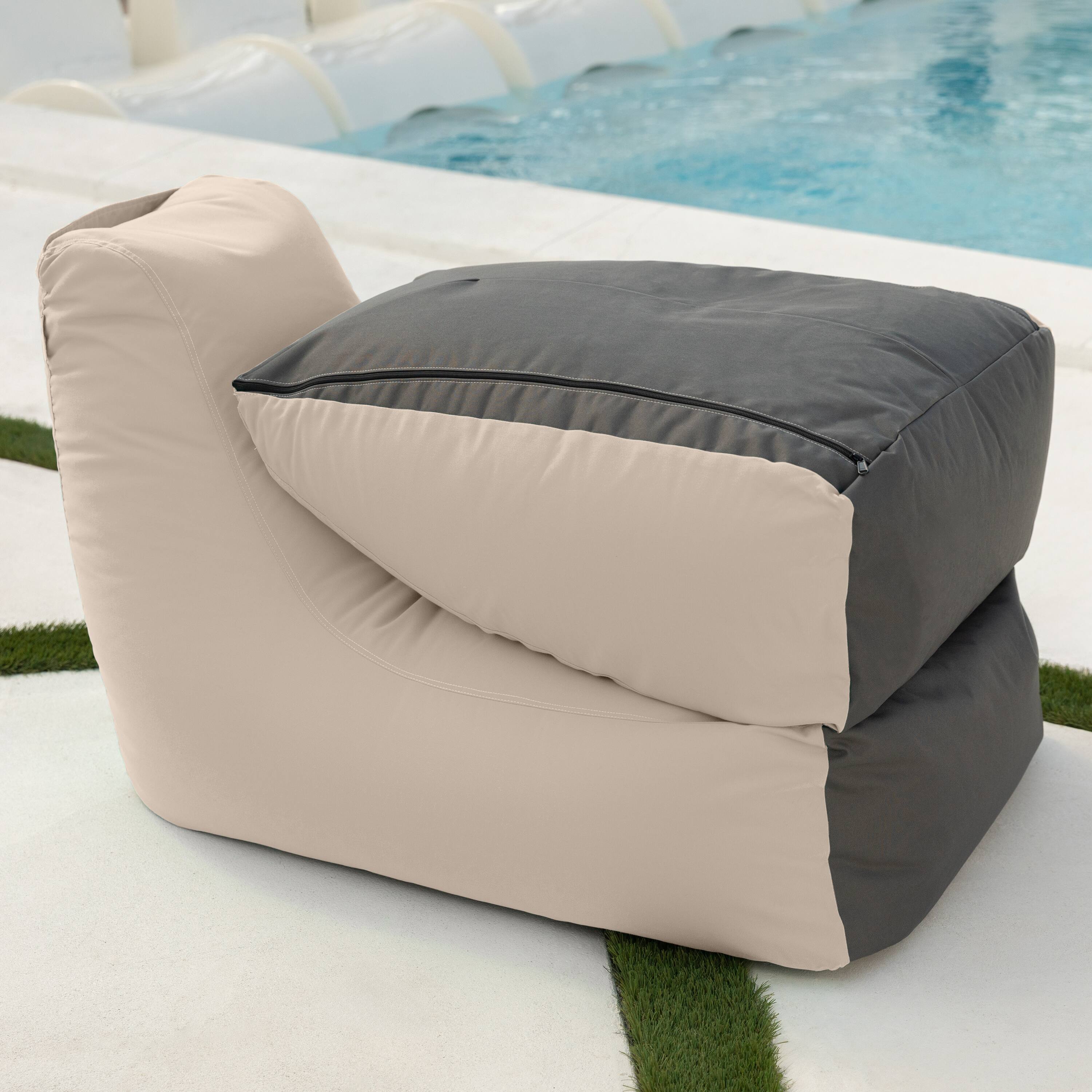 Angle. Jaxx - Jaxx Prado Outdoor Chaise Lounge, Pearl - White.