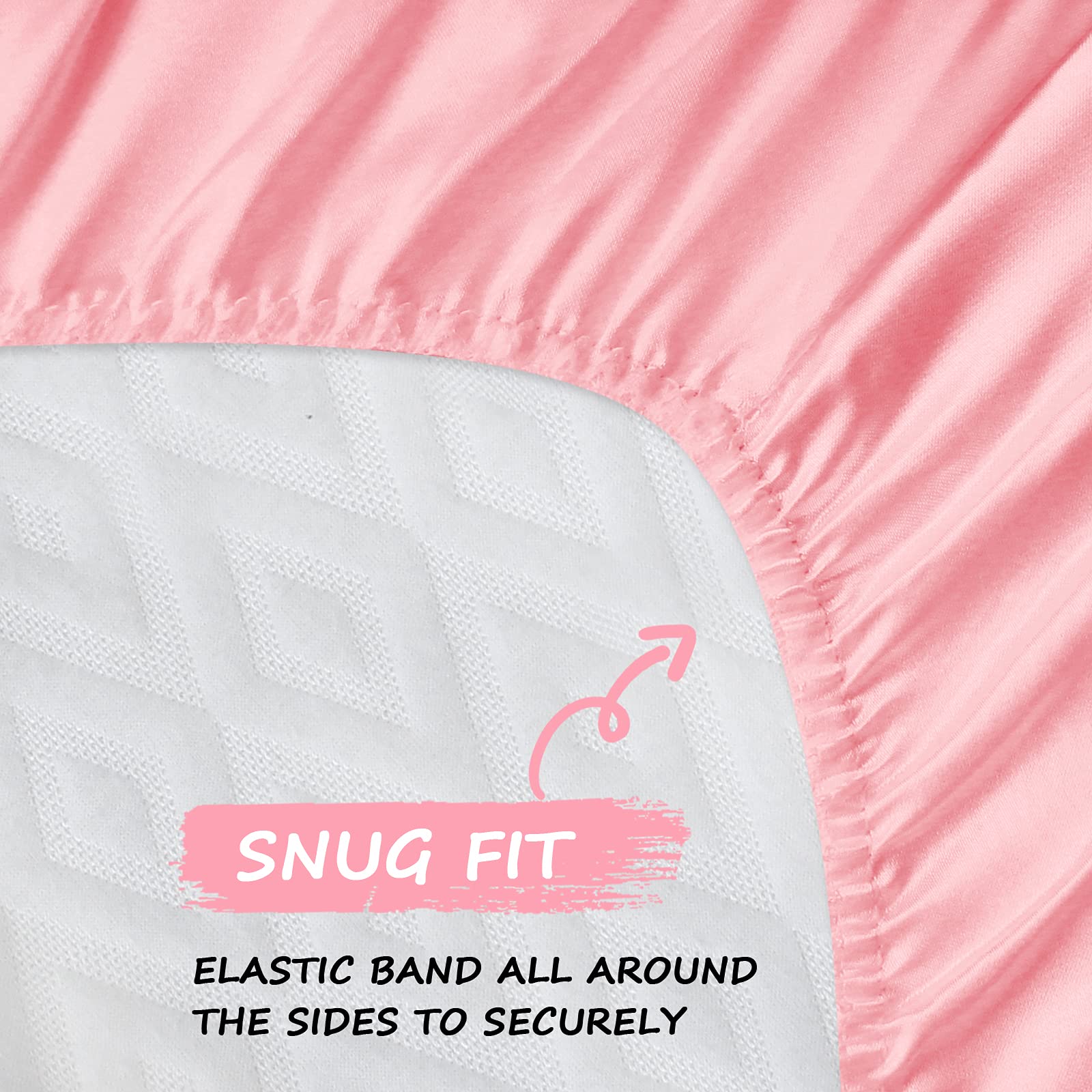 SNUG FIT  
ELASTIC BAND ALL AROUND THE SIDES TO SECURELY