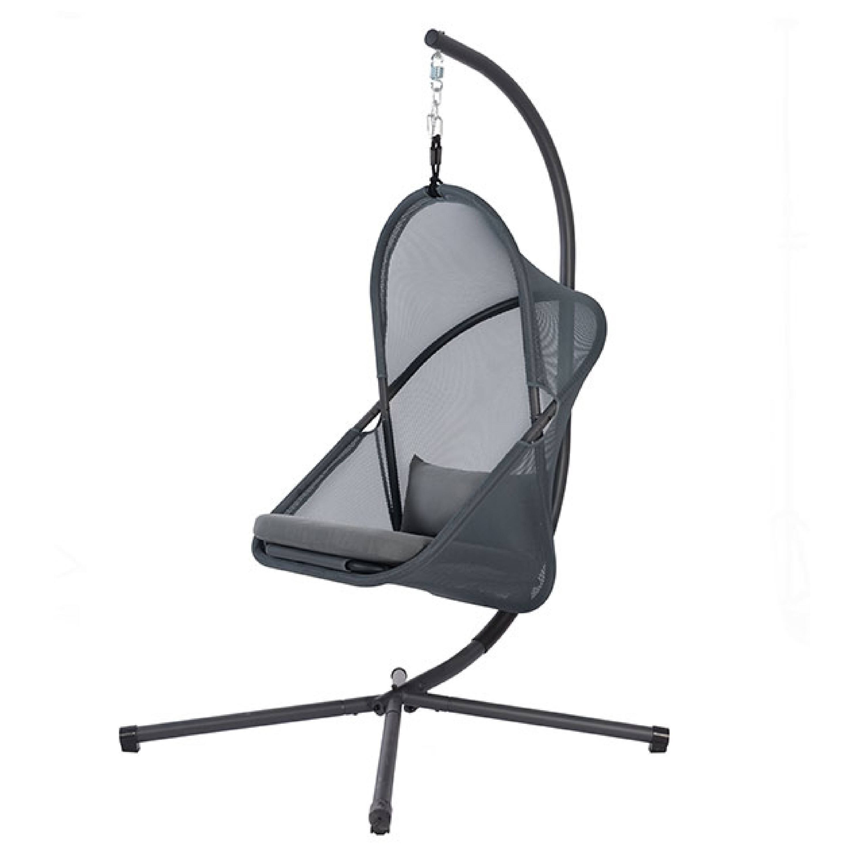Alt View 1. Manhattan Lane - Cery Outdoor Egg Swing Chair, Foldable Stand - Black, Dark Gray.