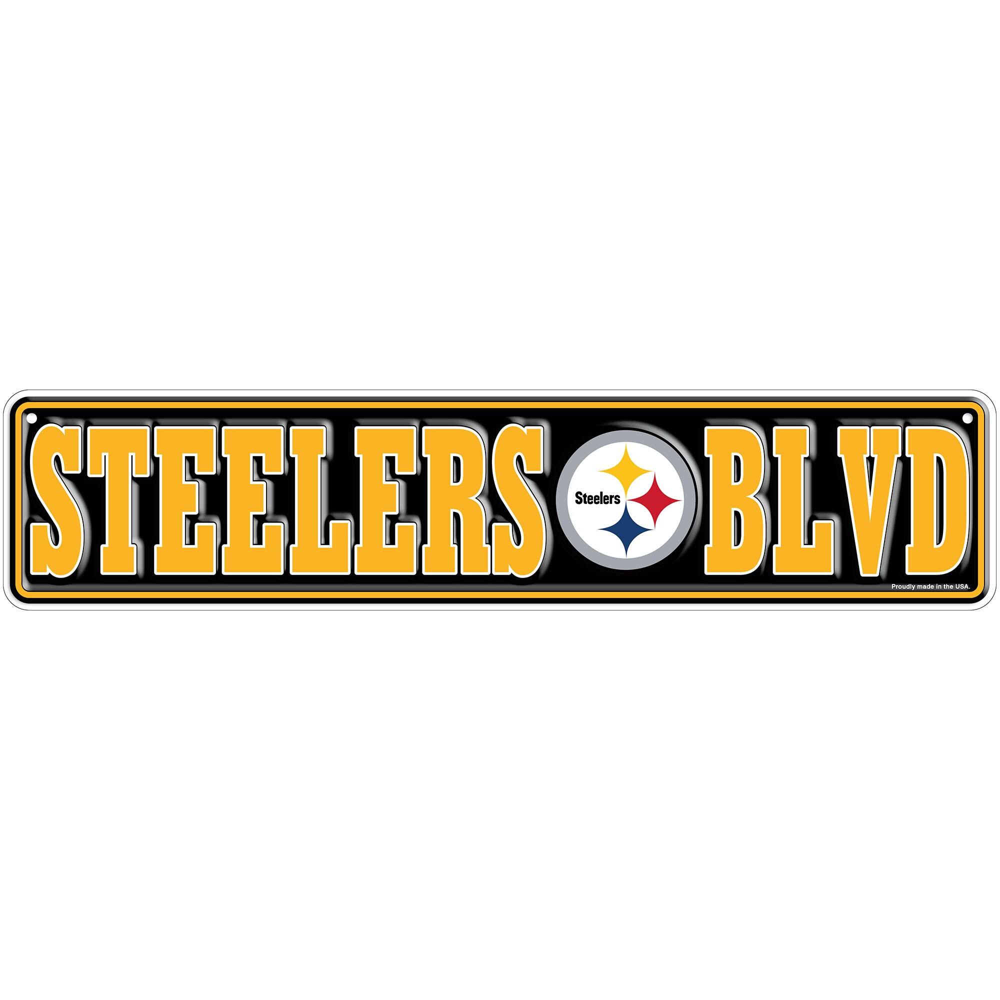Pittsburgh Steelers 4" x 18" Team Boulevard Metal Sign