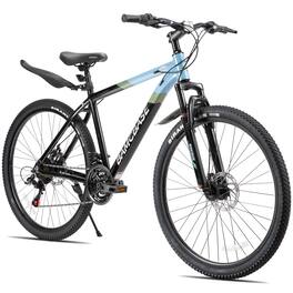 JOYSTAR - BAMCBASE Rockford 27.5 Inch Mountain Bike, 21-Speed Adult Bicycle for Men and Women, MTB with Dual Disc Brakes - Blue