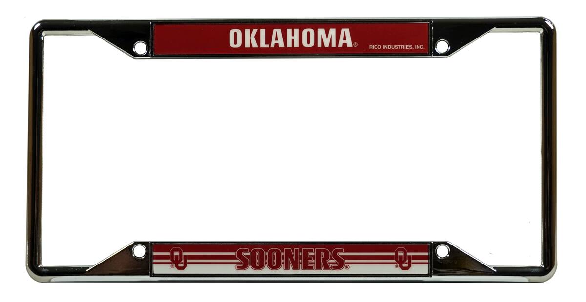 Oklahoma Sooners EZ View License Plate Frame - Designed for Upper or Lower Corner License Plate Tabs