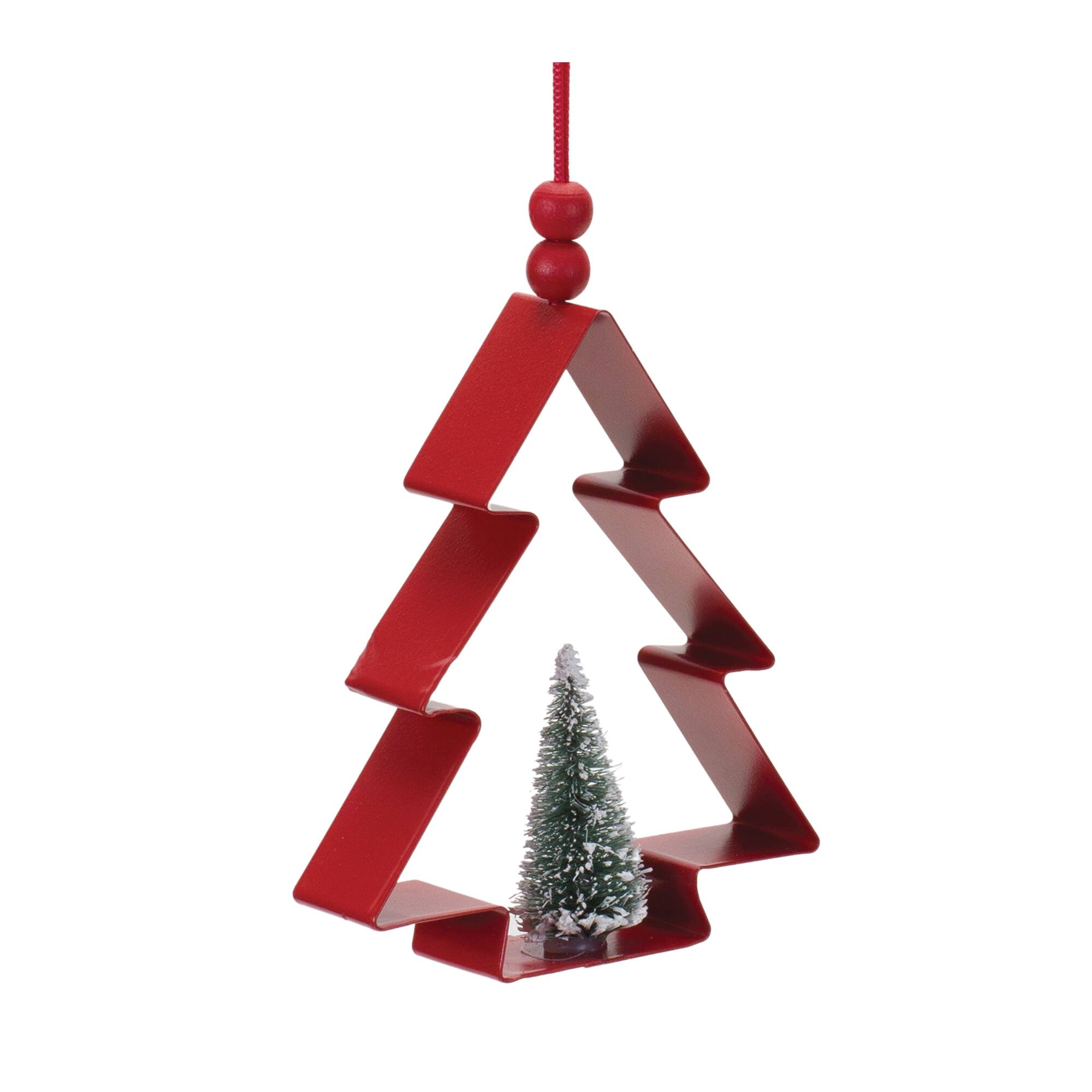 Alt View 1. BreeBe - Star and Pine Tree Cookie Cutter Ornament (Set of 6) - Red, Green.