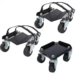 Ropilly - Heavy Duty Snowmobile Dolly V Slide Ski Dolly with Swivel Casters and Straps - Black