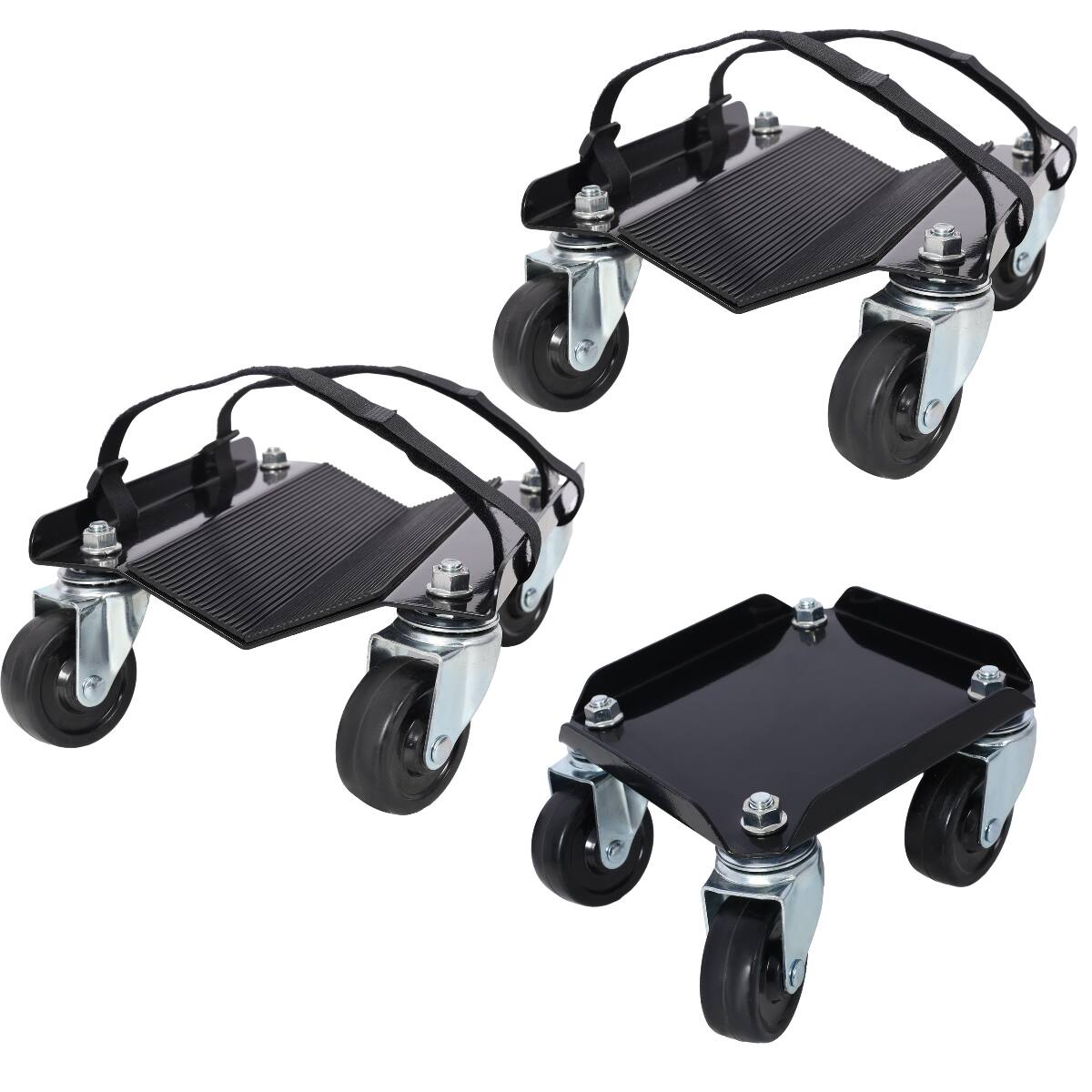 Front. Ropilly - Ropilly Heavy Duty Snowmobile Dolly V Slide Ski Dolly with Swivel Casters and Straps Black - Black.