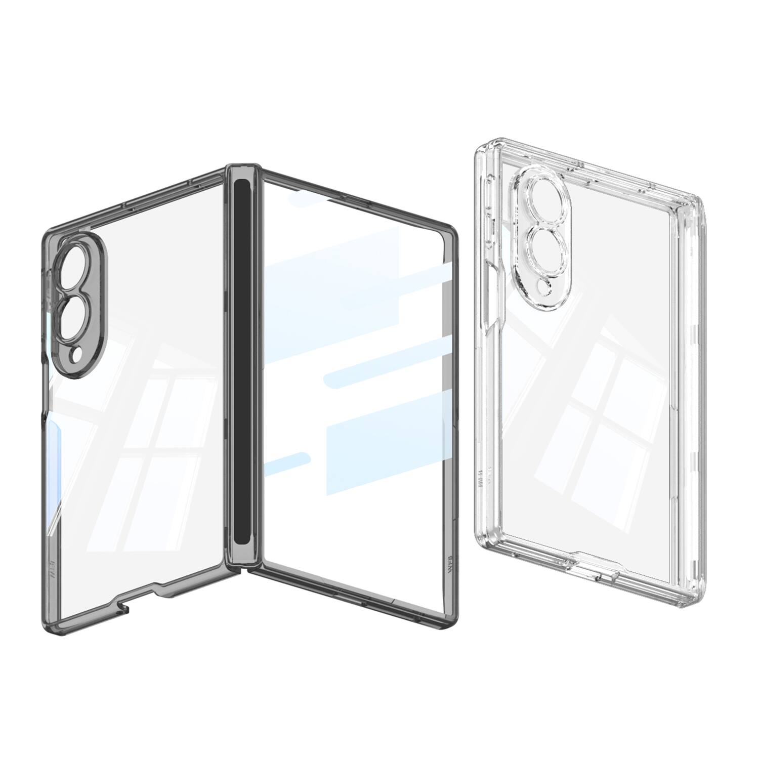 Left. Dteck - Hinge Protection Case for Samsung Galaxy Z Fold8 with Built-in Screen Protector,Slim Shock-Absorbent Rugged Clear Cover - Clear.