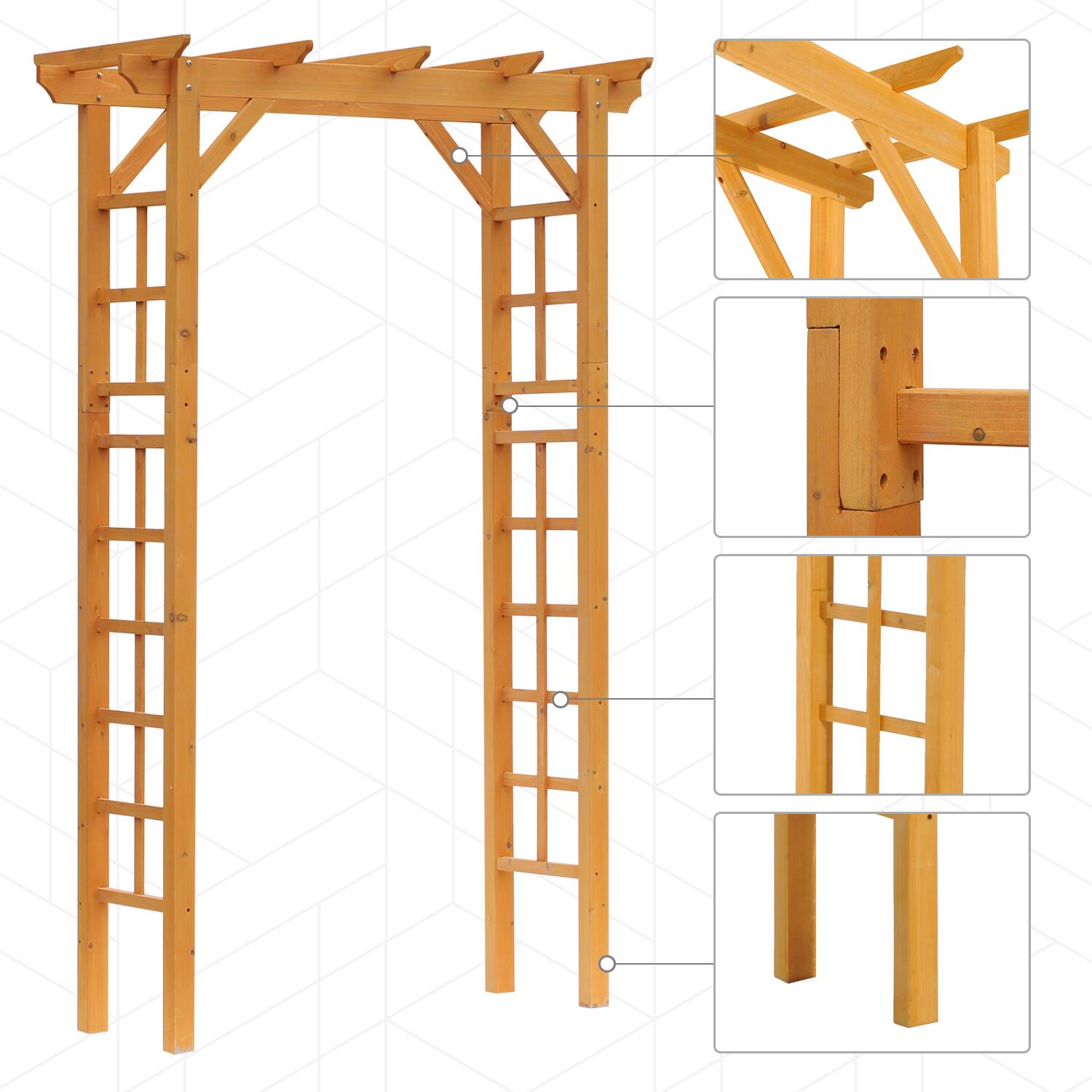 Alt View 3. Outsunny - 85" Wooden Garden Arbor for Wedding and Ceremony, Outdoor Garden Arch Trellis for Climbing Vines - Orange.