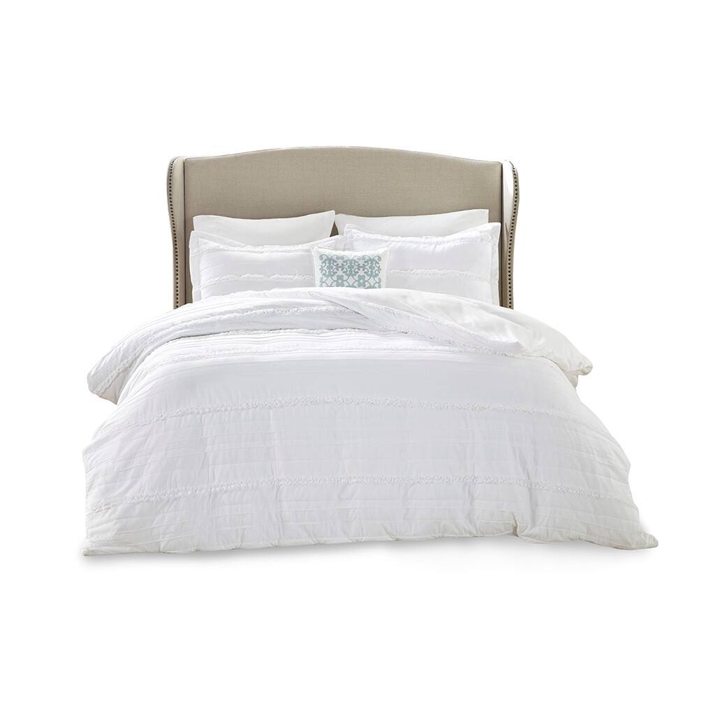 Front. Gracie Mills - Gracie Mills Sheila 4-Piece 2-in-1 Duvet Set - White.