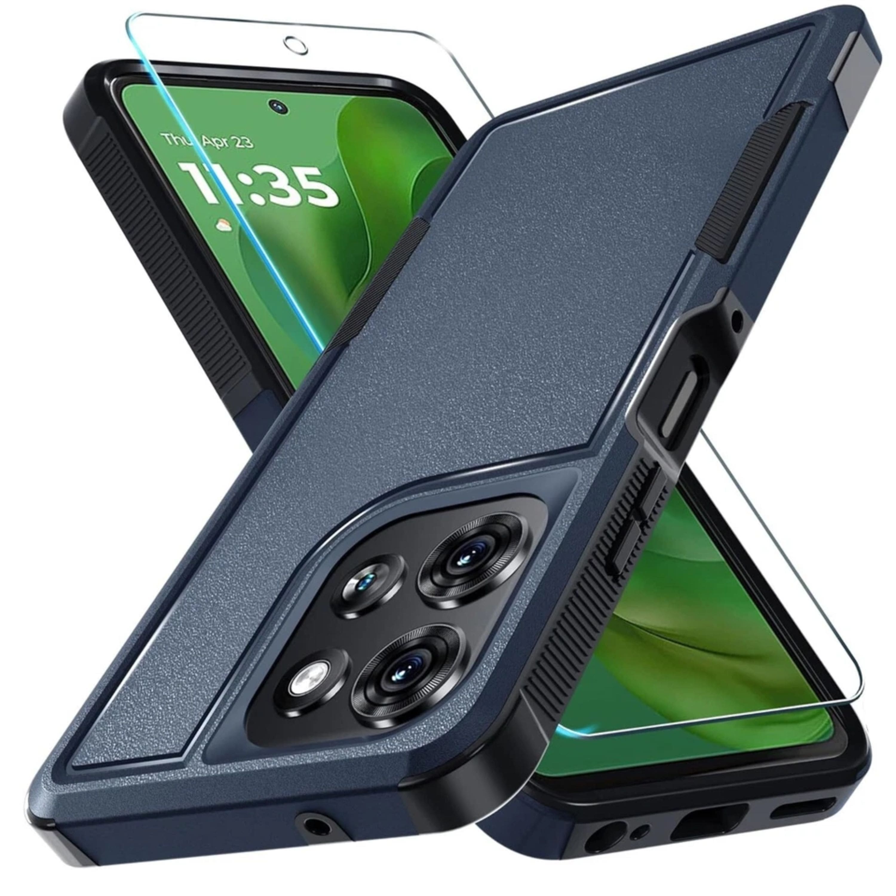 Kitcheniva - Shockproof Dual Layer Cover Plus Tempered Glass For Moto G Stylus 2025 - Dark Blue price history on PriceWatchPro