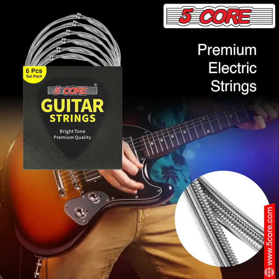 5 CORE Electric Guitar Strings Extra Light Gauge Bright Tone 6 String ...