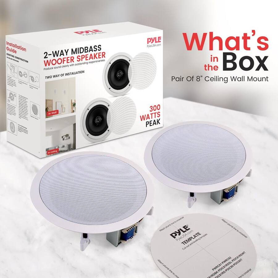TDX TDX-CE3 2-Way In-Ceiling Speakers – 2 Pack, White, Flush Mount, 20W RMS, Hi-Fi Home Theater