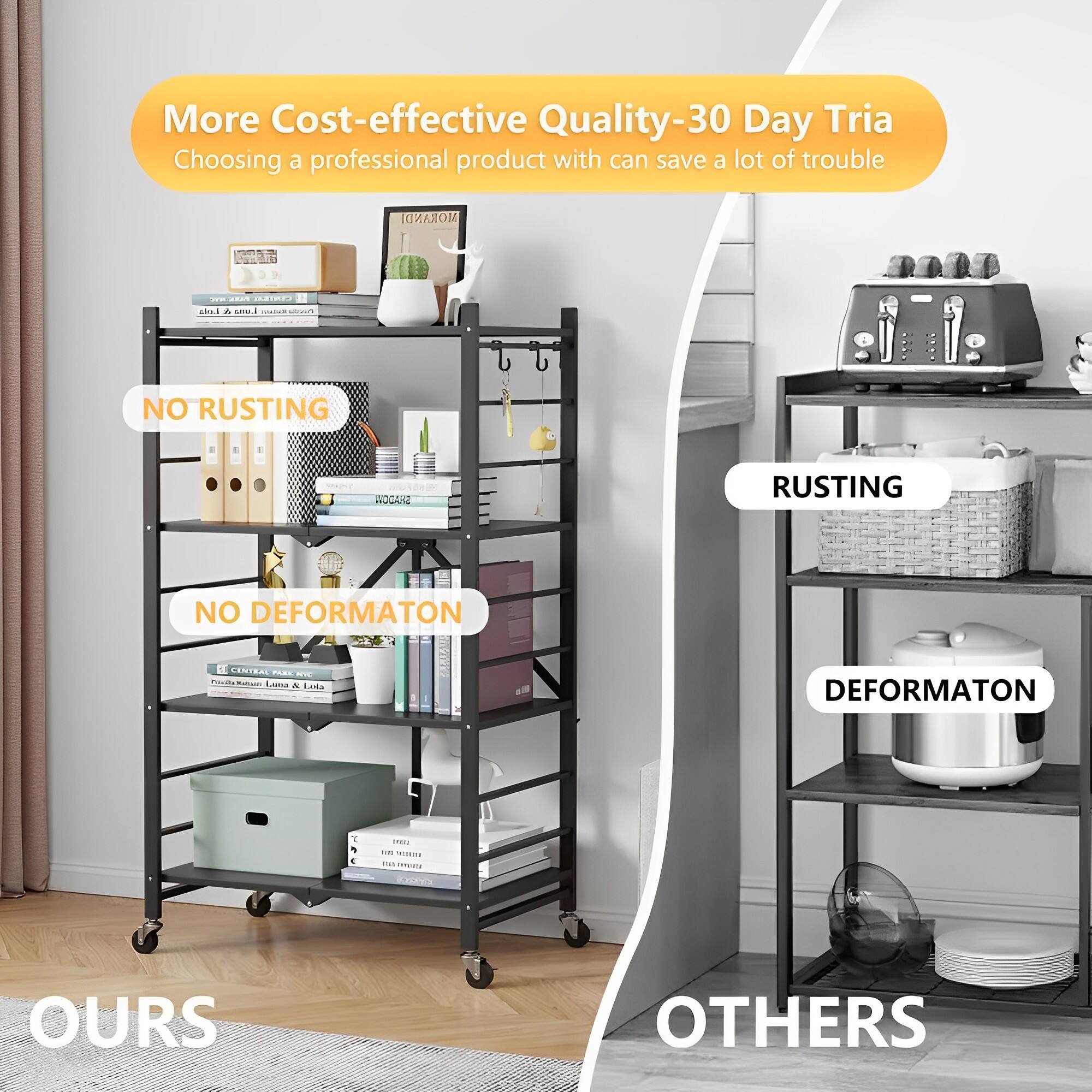 More Cost-effective Quality-30 Day Trial  
Choosing a professional product with can save a lot of trouble  

NO RUSTING  
NO DEFORMATON  

OURS  

RUSTING  
DEFORMATON  

OTHERS