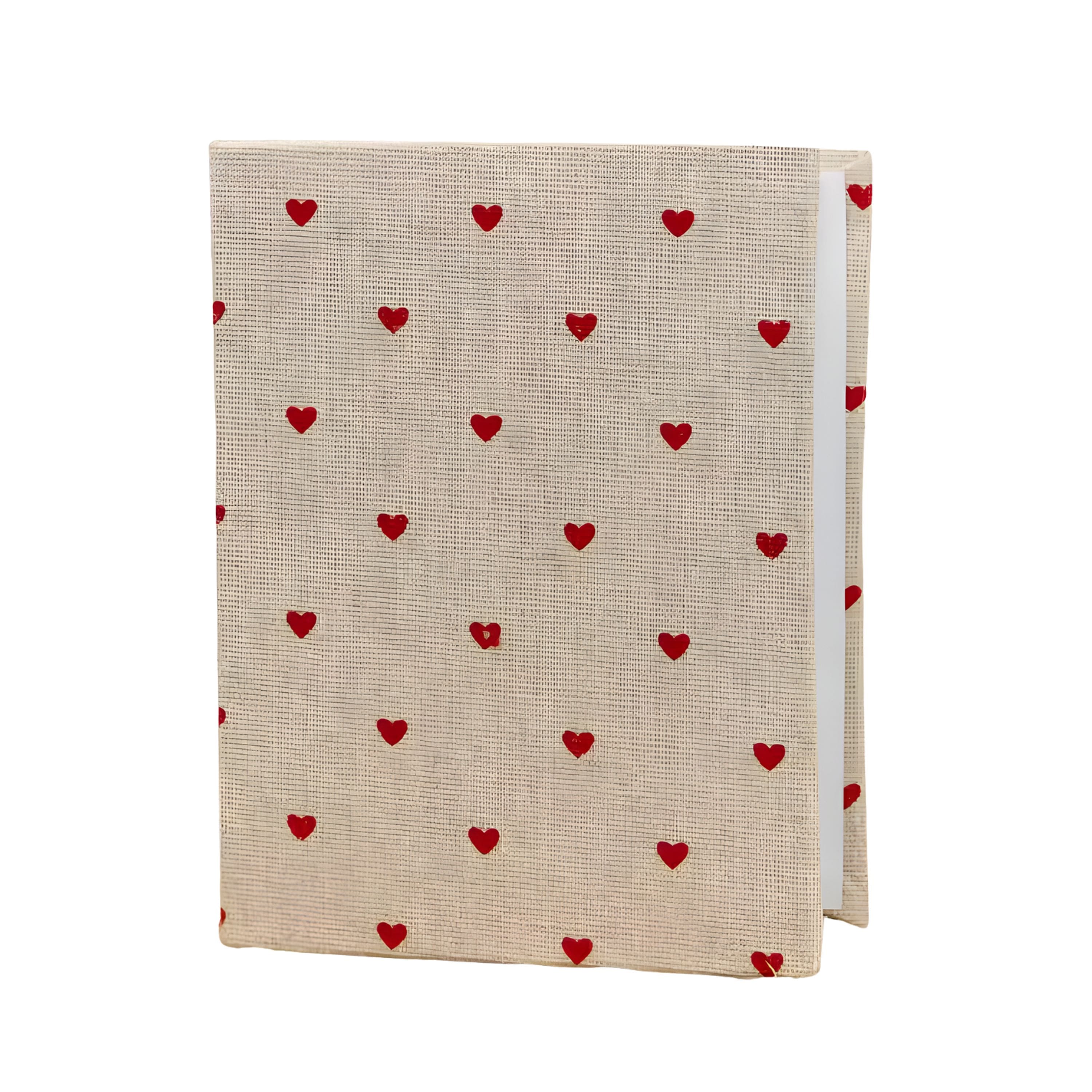 Kitcheniva - Small Linen Cover Photo Album for 100 Photos, 4x6 Photo Album, Red Hearts