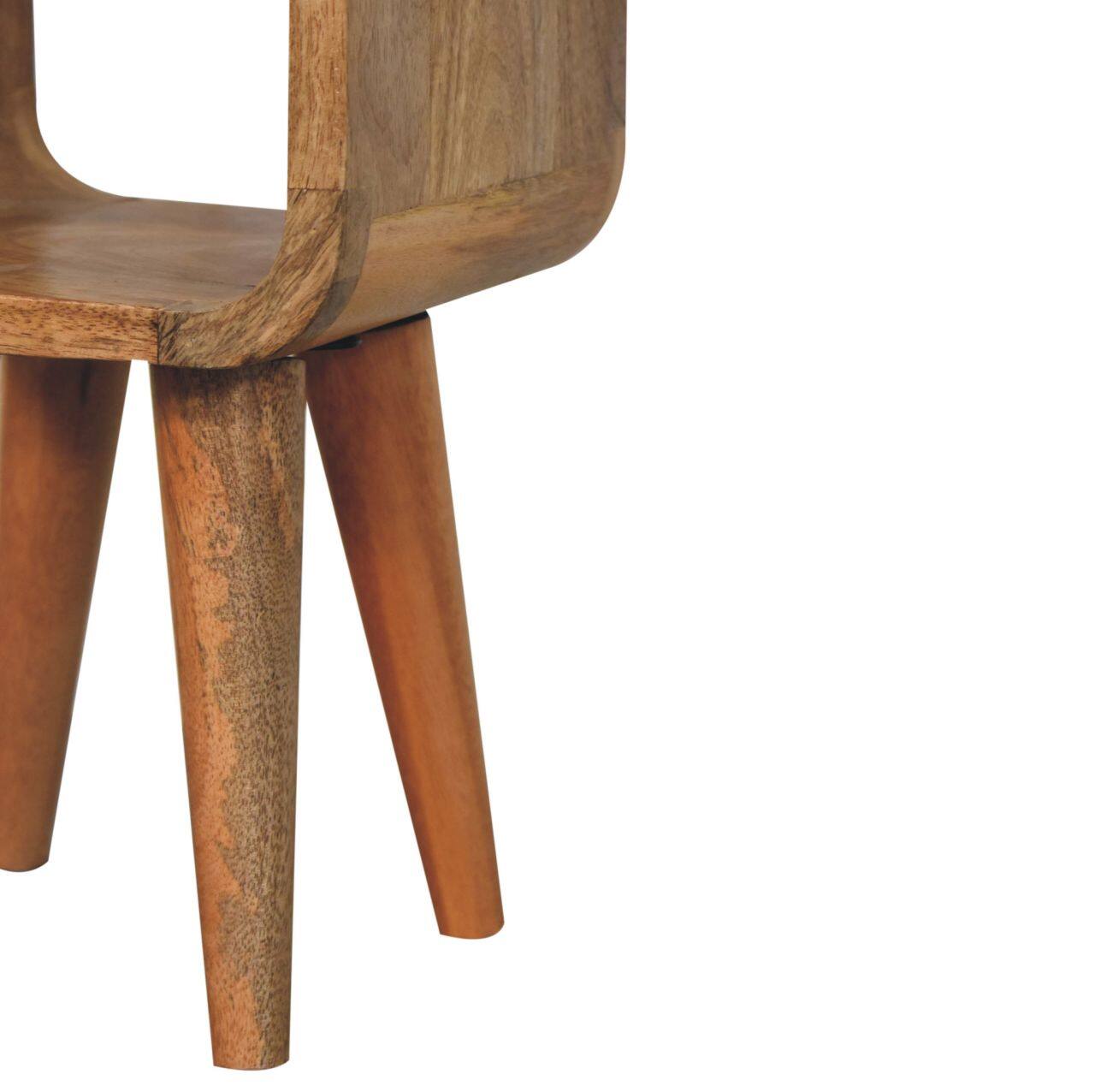 Alt View 4. Artisan Furniture - Artisan Furniture Solid Wood Extra Mini Minimalist Open Curved Oak-ish Bedside, 1 Open Slot, Brown - Brown.