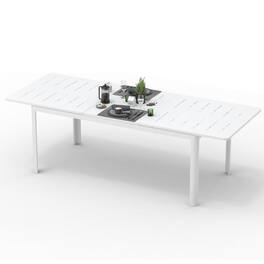 Mondawe - Patio Aluminum Dining Expandable Table - Ivory White