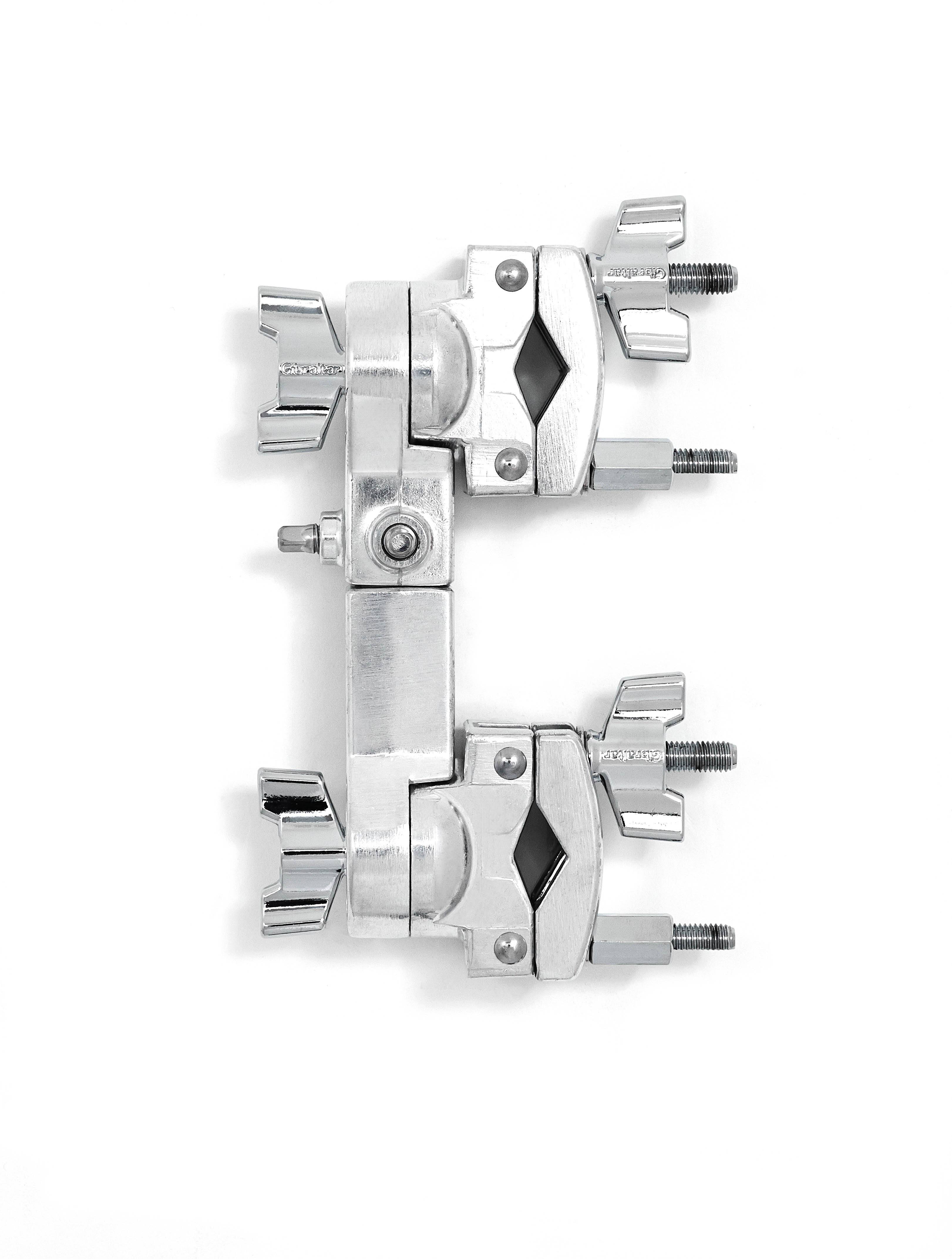 Front. Gibraltar Hardware - 2-Way Adjustable Multi Clamp, Universal Grabber Drum Rack Clamp w/ Key Lock Connector and 360° Rotating Ratchet Tilters.