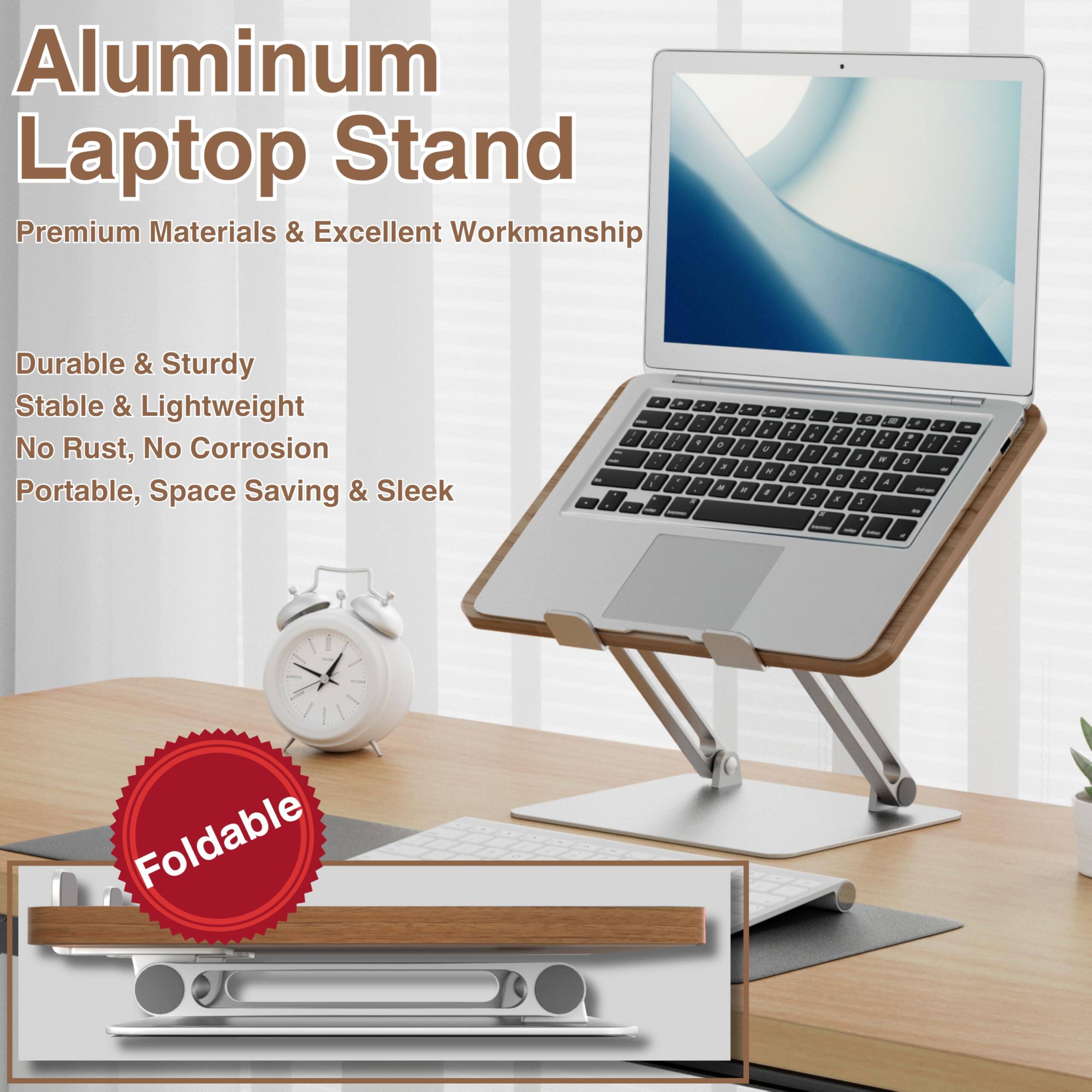Aluminum Laptop Stand

Premium Materials & Excellent Workmanship

Durable & Sturdy  
Stable & Lightweight  
No Rust, No Corrosion  
Portable, Space Saving & Sleek

Foldable