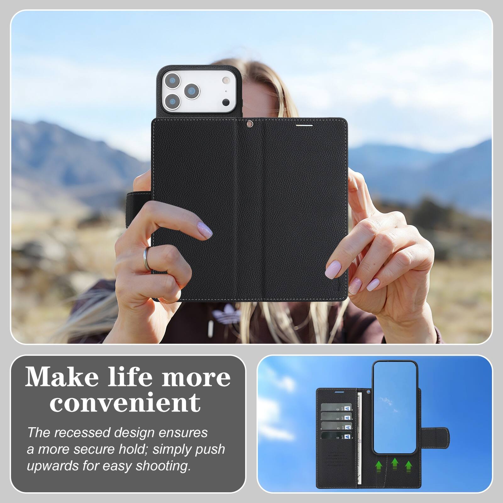 Make life more convenient

The recessed design ensures a more secure hold; simply push upwards for easy shooting.