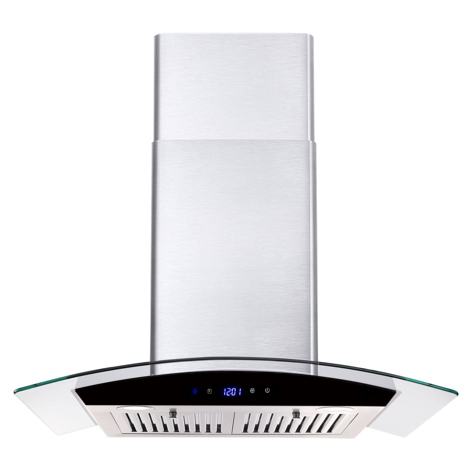 Front. Lycvki - 30 Inch Wall Mount Range Hood 700 CFM Tempered Glass Touch Panel Vented LEDs - Stainless Steel.