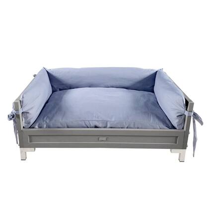 Front. New Age Pet - ECOFLEX Manhattan Raised Dog Bed with Cushion - Grey - Grey.