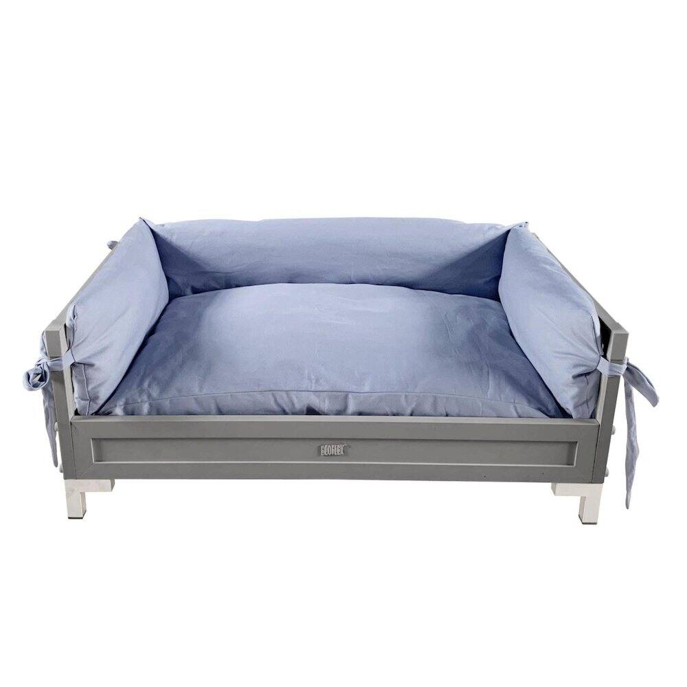 Front. New Age Pet - ECOFLEX Manhattan Raised Dog Bed with Cushion - Grey - Grey.
