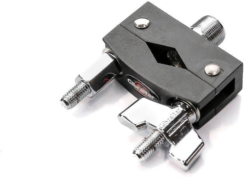Angle. Gibraltar Hardware - Hinged Microphone Clamp with Integrated Gooseneck Thread Mount, Compatible with 1/2 to 1-1/2 Inch Diameter Tubes.