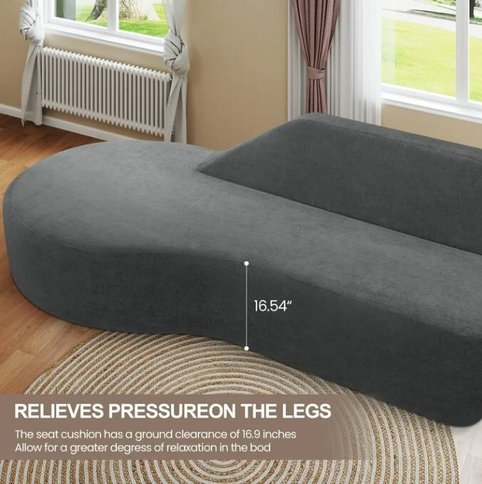 RELIEVES PRESSURE ON THE LEGS

The seat cushion has a ground clearance of 16.9 inches. Allow for a greater degree of relaxation in the body.