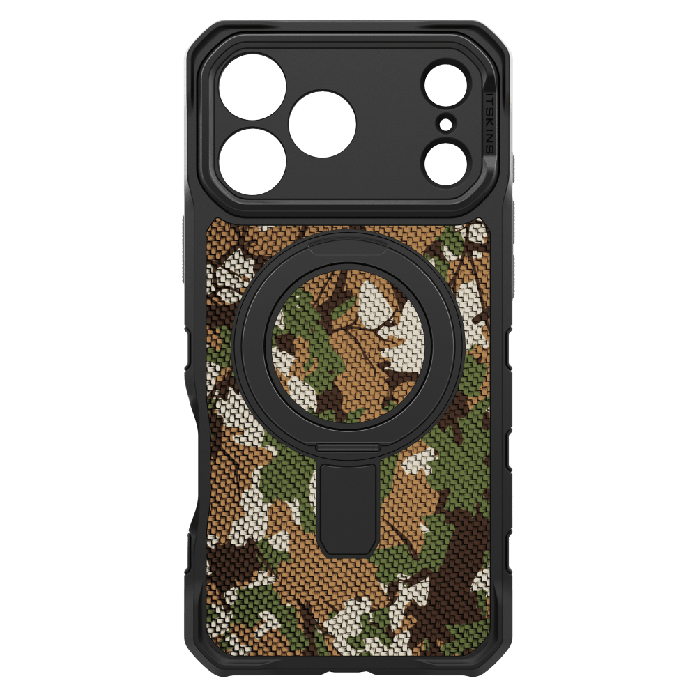 Alt View 2. Itskins - Supreme_R Stand Nylon MagSafe Case for Apple iPhone 18 Pro Max / 17 Pro Max - GREEN.