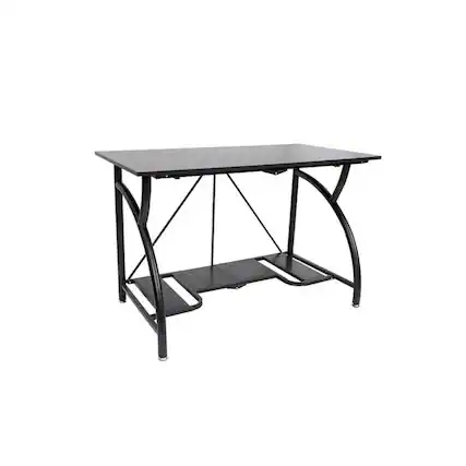 Front. Origami - Origami Multi Purpose Folding Wooden Office Computer Furniture Table Desk, Black - Black.