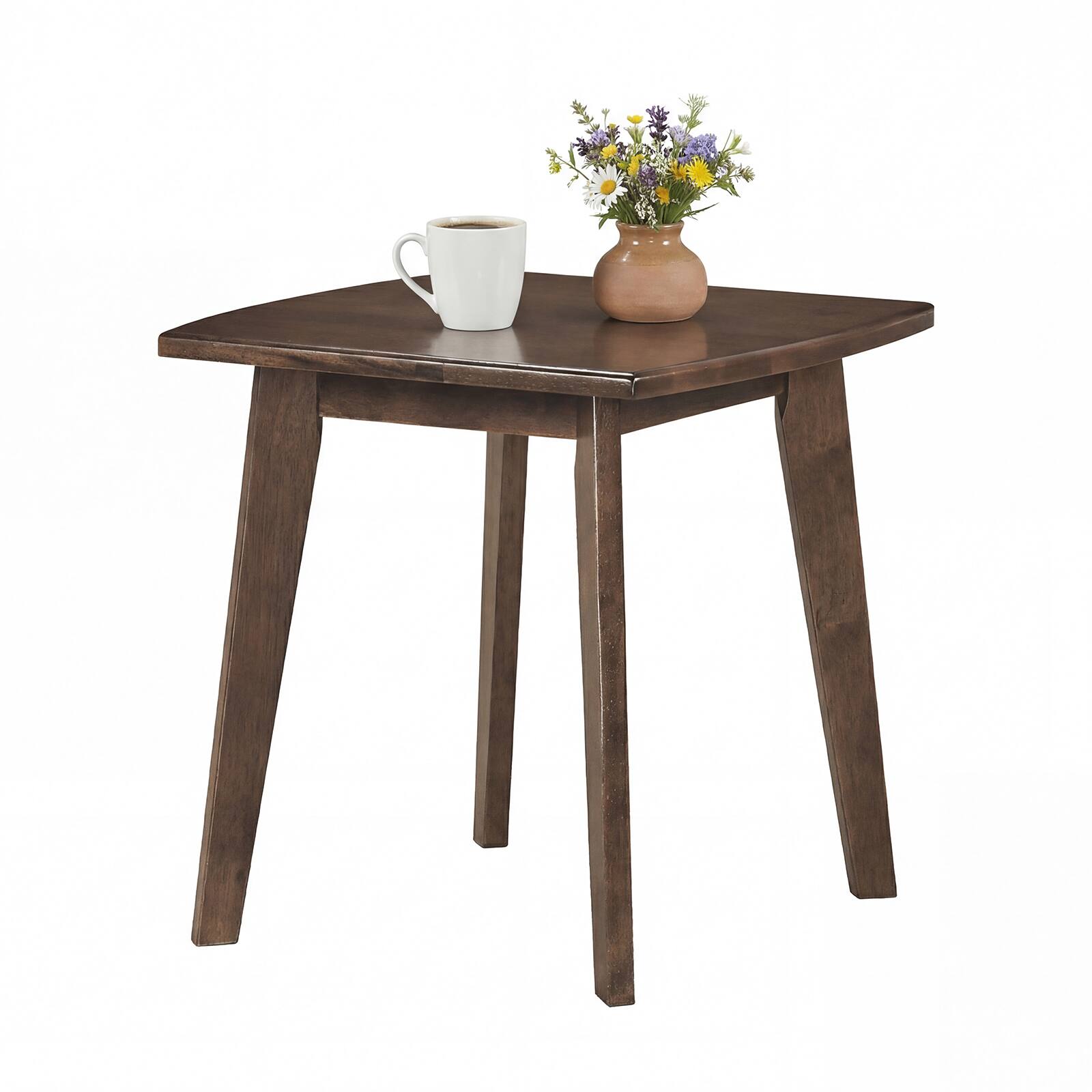 Front. Gymax - Gymax 17'' Solid Wood Side Table w/Thickened Top & Curved Edge for Living Room Bedroom - Brown.