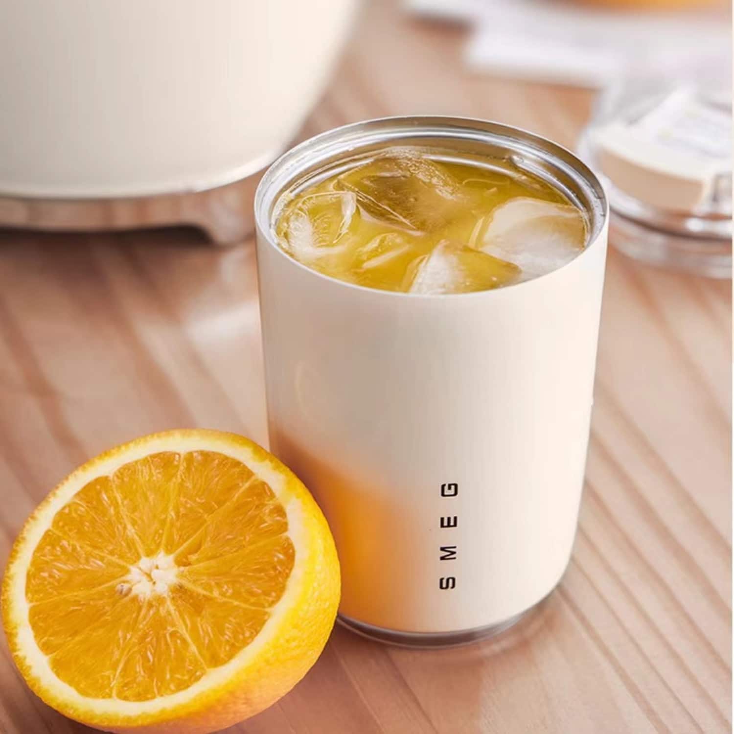 Alt View 1. SMEG - 12OZ SMEG Stainless Steel Insulated Vacuum Coffee Wall Travel Mug - Cream.