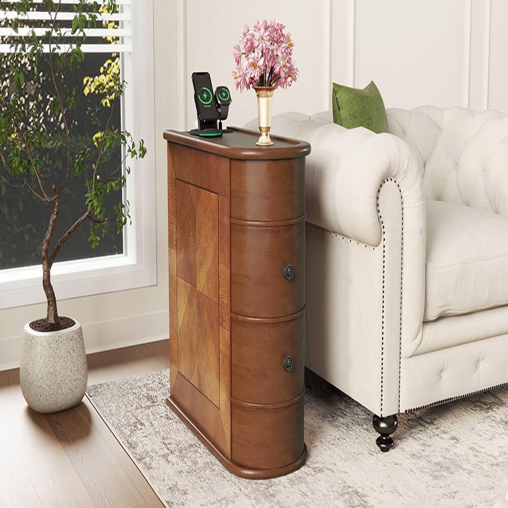 Alt View 10. Loheer - Loheer End Table with Charging Station Sofa Side Table Walnut - Walnut.
