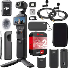 DJI - Osmo Pocket 3 Creator Combo 3-Axis Stabilized 4K Gimbal Camera + Accessory & Extended Warranty Pro Bundle