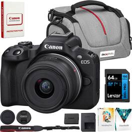Canon - EOS R50 Mirrorless Camera w/ RF-S 18-45mm F4.5-6.3 Lens + 64GB Memory Bundle