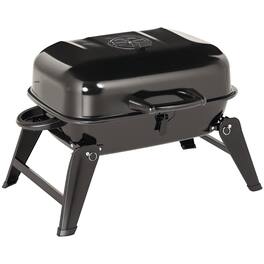Outsunny - Portable Grill, Small Charcoal Grill for Outdoor Cooking, BBQ, Camping, Enamel Coated - Black