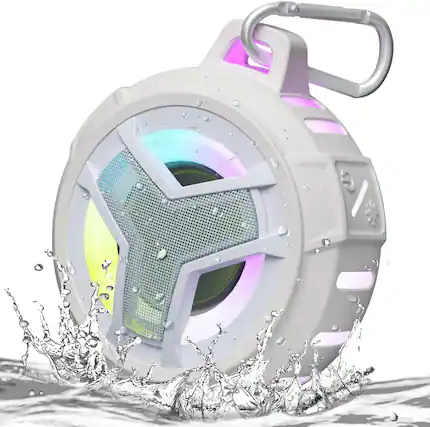 Front. FINEAK - Bluetooth Shower Speaker Waterproof Portable Wireless Small Speakers - White.