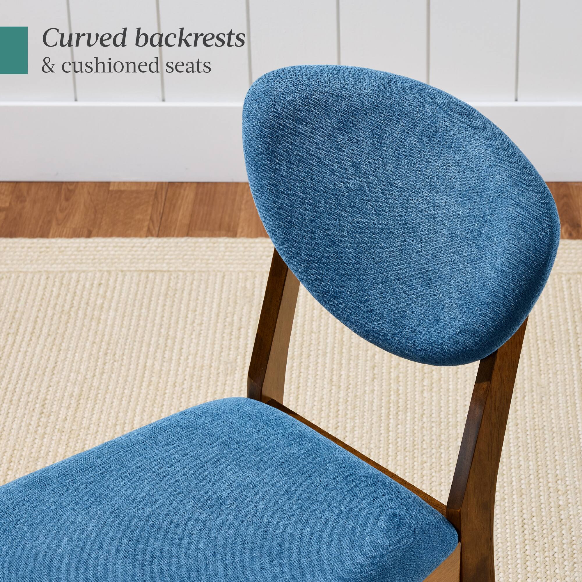 Curved backrests & cushioned seats