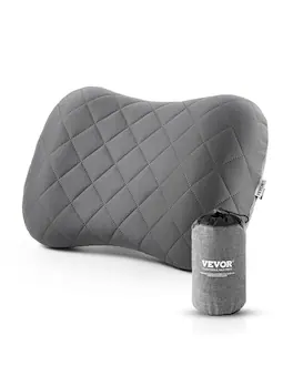VEVOR - Inflatable Camping Pillow, 5-Inch Thickened Travel Pillow, Soft Backpacking Pillows with Removable & Washable Cover - Gray