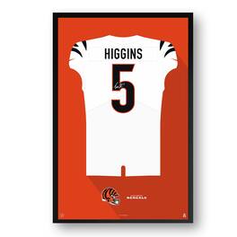 Sporticulture - Tee Higgins Cincinnati Bengals 27" x 39" Framed Jersey Print - White