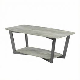 FurniFact - Coffee Table Slate Gray Frame - Faux Birch