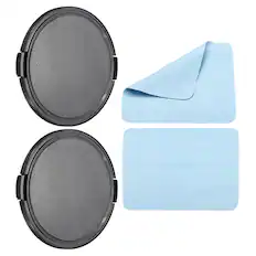 Front. Unique Bargains - 2pcs 82mm Sides Pinch Lens Cap with Cloth for Nikon/Fujifilm/Pentax/Leica - Black.