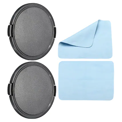 Front. Unique Bargains - 2pcs 82mm Sides Pinch Lens Cap with Cloth for Nikon/Fujifilm/Pentax/Leica - Black.
