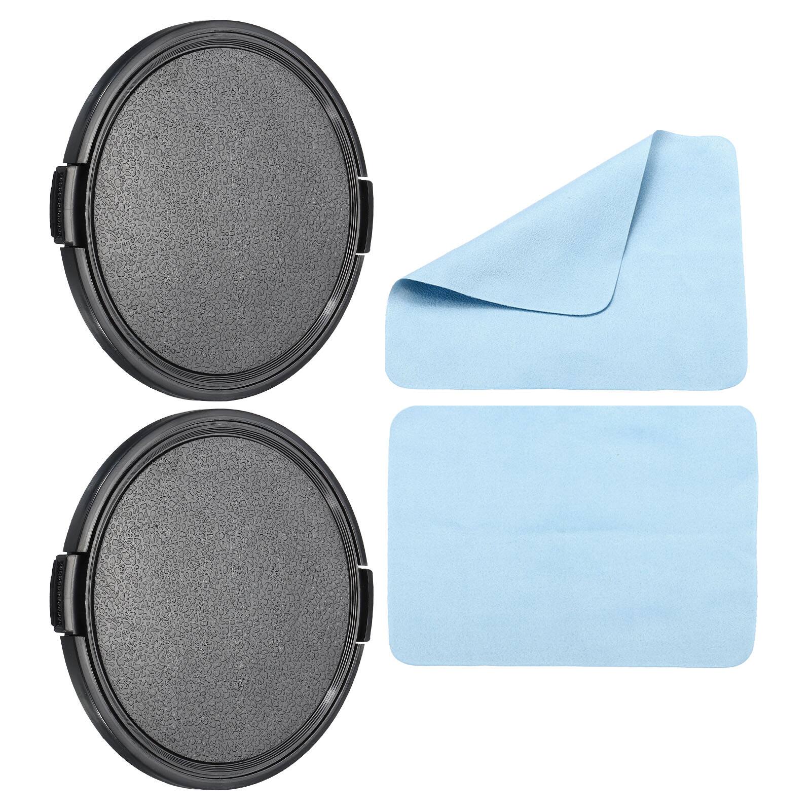 Front. Unique Bargains - 2pcs 82mm Sides Pinch Lens Cap with Cloth for Nikon/Fujifilm/Pentax/Leica - Black.