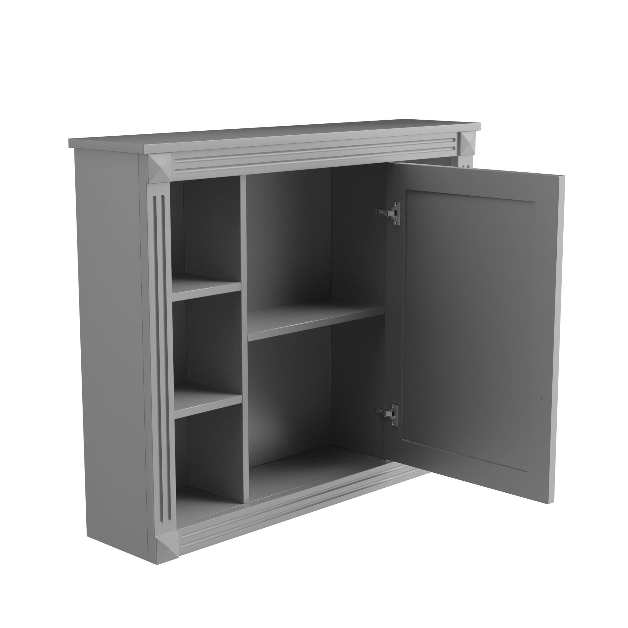 Alt View 5. SlickBlue - Wall-Mounted Medicine Cabinet with Mirror and Open Shelving Design - Grey.