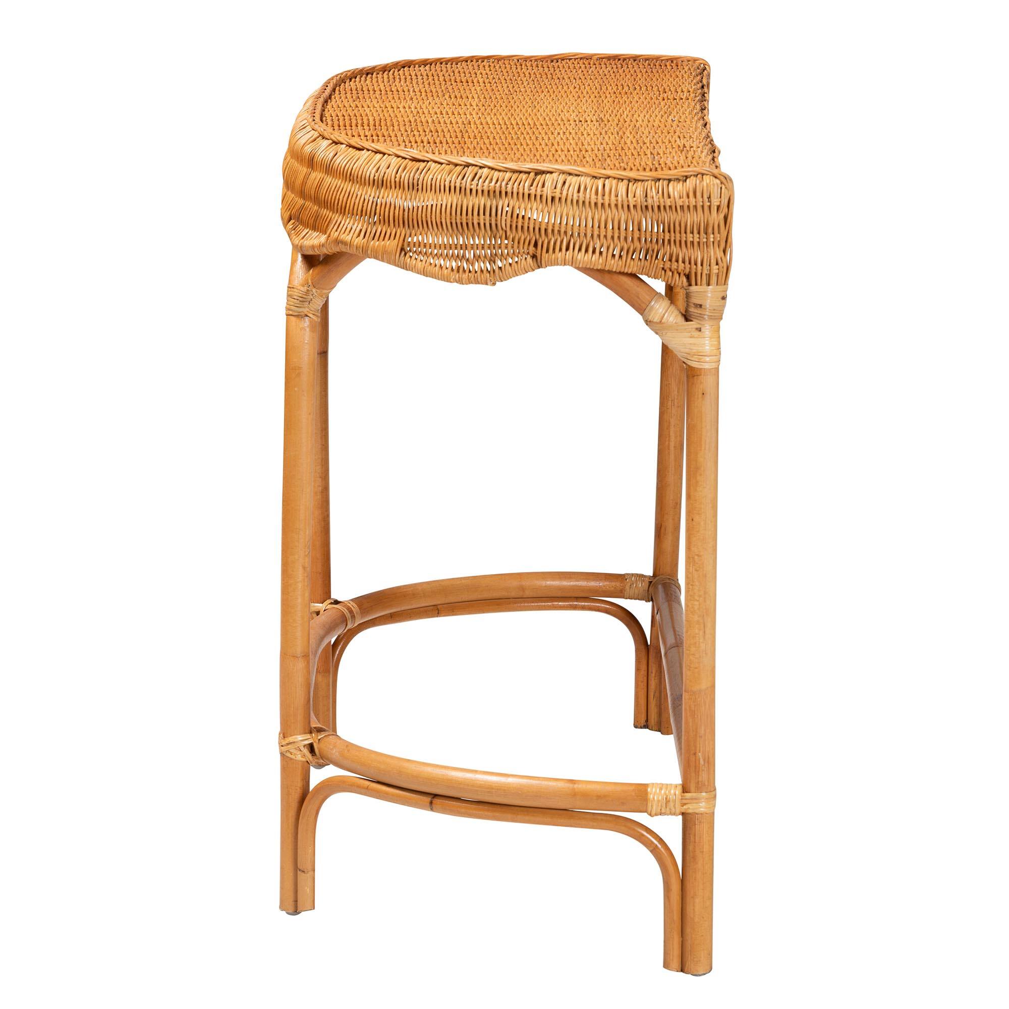 Left. bali & pari - Wakana Modern Bohemian Rattan Console Table - Natural Brown.